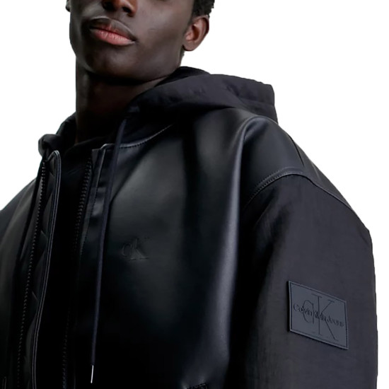 Calvin Klein Ανδρικό μπουφάν Faux Leather Hooded Bomber Jacket